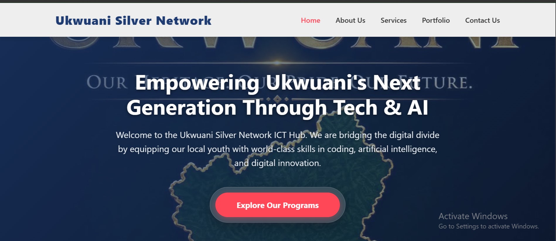 Student project landing page layout